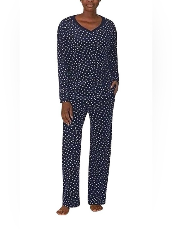 Nautica Other - Nautica Two Piece Blue Pink Polka Dots Cozy Velour PJ Sleepwear Set Fall Winter